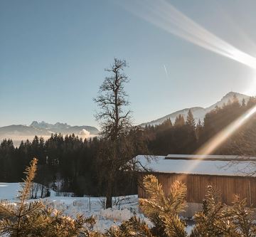 Ausblick vom Balkon im Winter