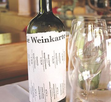 Erlesene Weinkarte österr Topwinzer