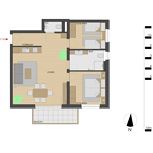 Apartment, bath, toilet, balcony