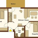 apartment/2 bedrooms/shower, WC