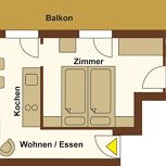 Apartment/1 Schlafraum/Dusche, WC