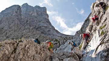 Crossing through the Ellmauer Tor via Eggersteig trail